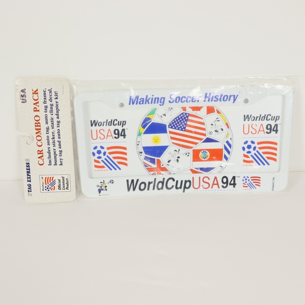 1994 World Cup USA Car Combo Pack License Plate Frame Key Tag SEALED READ FLAW